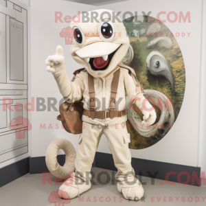 Cream Hydra mascot costume...