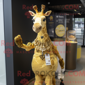 Gold Giraffe mascot costume...