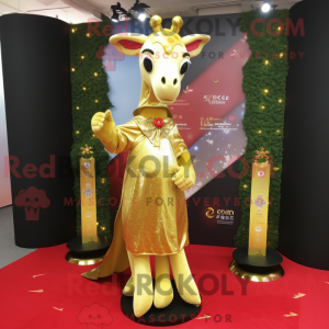 Gold Giraffe mascot costume...