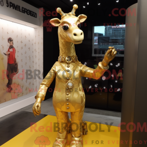 Gold Giraffe mascot costume...