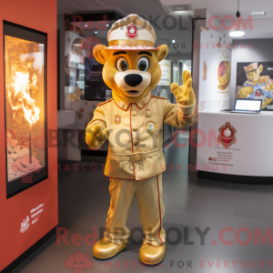 Gold Fire Fighter mascot...