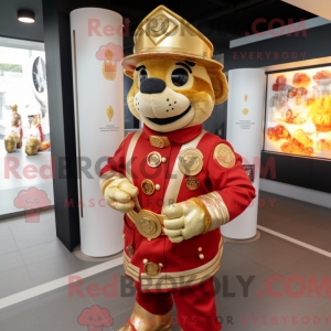 Gold Fire Fighter mascot...
