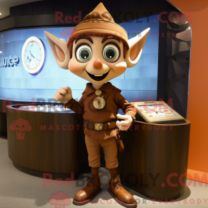 Brun Elf maskot kostume...