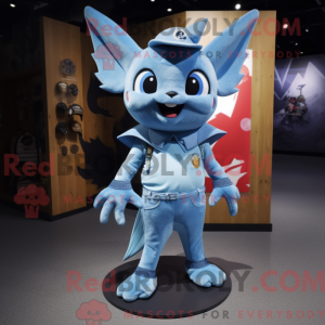 Sky Blue Bat mascot costume...