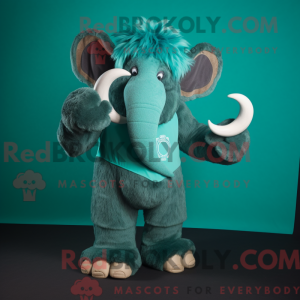 Teal Mammoth mascot costume...