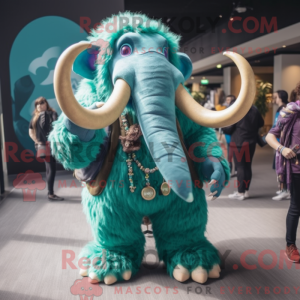 Teal Mammoth mascot costume...