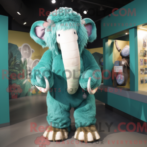 Teal Mammoth mascot costume...