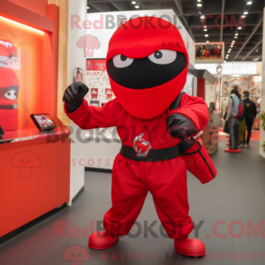 Rød Ninja maskot kostume...
