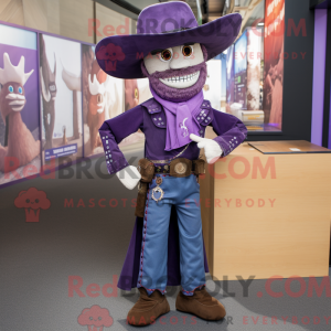 Lilla Cowboy maskot kostume...