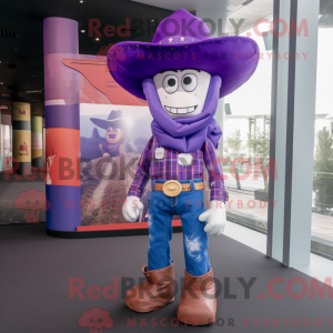 Lilla Cowboy maskot kostume...