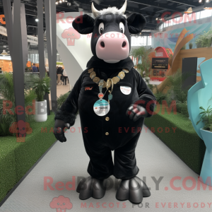 Black Cow mascot costume...