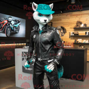 Teal Lynx mascot costume...