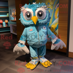 Teal Owl mascot costume...