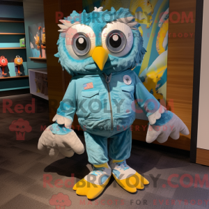 Teal Owl maskotdraktfigur...