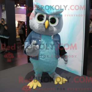 Teal Owl mascot costume...