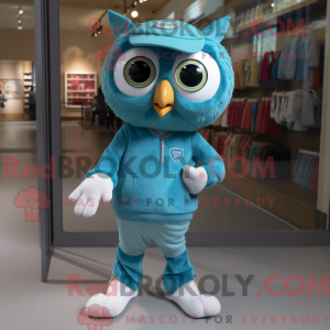 Teal Owl mascot costume...