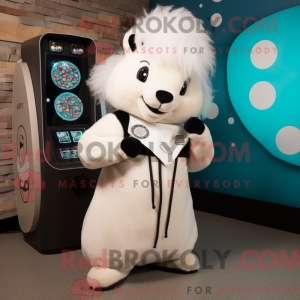 Hvid Skunk maskot kostume...