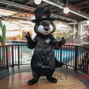 Sort Otter maskot kostume...