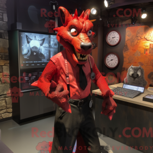 Rød Gargoyle maskot kostume...