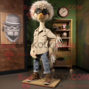 Tan Ostrich maskot kostume...