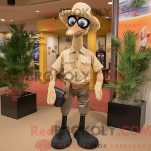 Tan Ostrich maskot drakt...