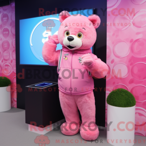 Pink Bear mascot costume...