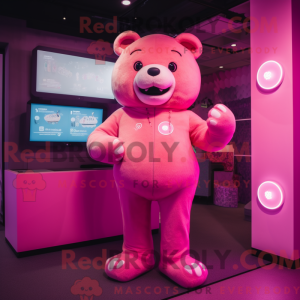 Pink Bear mascot costume...