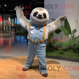 Silver Sloth mascot costume...