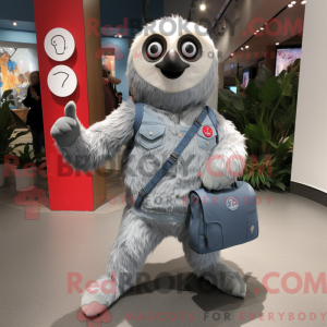 Sølv Sloth maskot kostume...