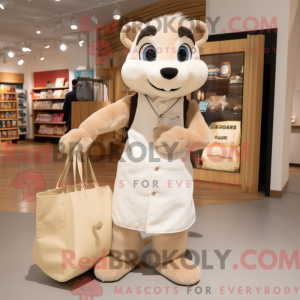 Beige Weasel mascot costume...