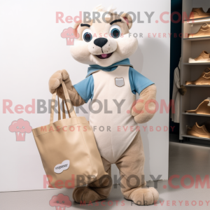 Beige Weasel maskot kostyme...