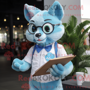 Cyan Cat mascot costume...