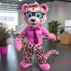 Pink Leopard mascot costume...