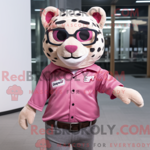 Pink Leopard maskot kostume...