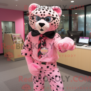Pink Leopard mascot costume...
