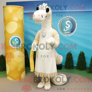 Cream Sea Horse-maskot...