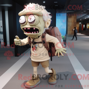 Beige Zombie maskot kostume...