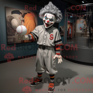 Gray Evil Clown mascot...