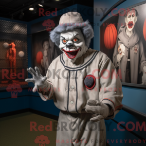 Gray Evil Clown mascot...