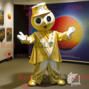 Gold Juggle maskot kostume...