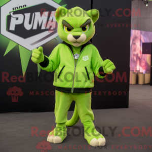 Limegrøn Puma maskot...