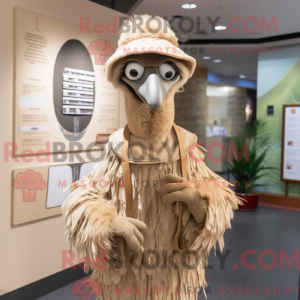 Beige Emu mascot costume...