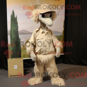 Beige Emu-maskotdraktfigur...