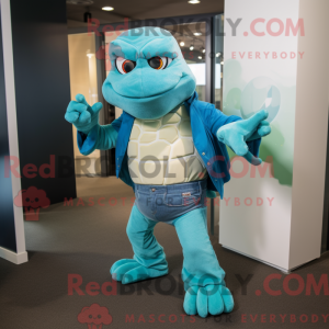 Teal Turtle mascot costume...