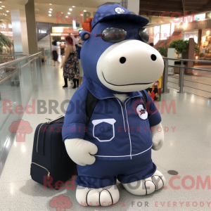 Navy Hippopotamus mascot...