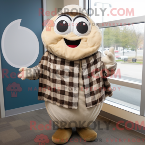 Beige østers maskot kostume...