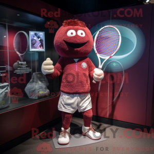 Maroon Tennis Racket mascot...