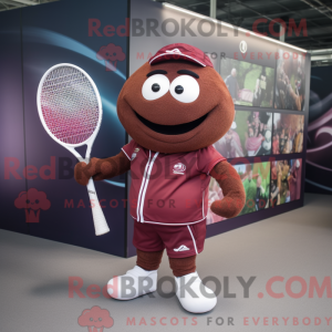 Maroon Tennis Racket mascot...