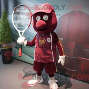 Maroon Tennis Racket mascot...