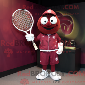 Maroon Tennis Racket mascot...